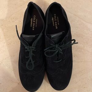 Cole Haan Grand OS Wingtip Oxfords Suede BLACK SIZE US6 NWOB NEVER WORN NEW
